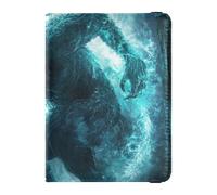 Blue Glitter Evil Monster Leather decorative Passport and Vaccine Card Holder Combo Travel Documents Organizer Protector Wallet Passport Holder Waterproof, Blue glitter evil monster, One Size