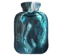 Blue Glitter Evil Monsters Cute hot Water Bottle with Soft Cover, 1L hot Water Bag for Arthritis, Arthritis