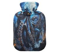 Blue Glitter Evil octopodes Monsters hot Water Bottle with Soft Cover, 2L Water Bottle Bag for Menstrual Cramps, Menstrual Cramps