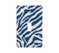 Blue Glitter Zebra Print Pattern Light Switch Cover Decorative Single Toggle 1 Gang Wall Plate for Kitchen Farmhouse Bedroom Bathroom Art Decor