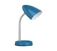Blue Office Study Desk Lamp Table Light Flexible Satin Nickel Stem Round Base