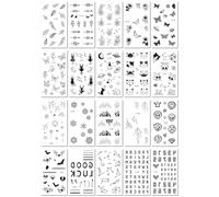 Blue Glow-In-The-Dark Temporary Tattoo Stickers, Waterproof, Cute Glowing Letter Butterfly Electronic Music Festival Stickers. 10.5x6cm