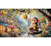 Blue-glowing-monkey-with-starry-eyes Jigsaw Puzzles 1000 Piece Recycled Paper Impossible Hard Difficult Great Gift Idea for Adults Educational Game Challenge 38x52/1000pcs