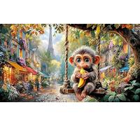 Blue-glowing-monkey-with-starry-eyes Jigsaw Puzzles 1000Pc Educational Game Challenge Recycled Paper Impossible Hard Difficult for Adults and Kids Age 12 Years + 38x52/1000pcs