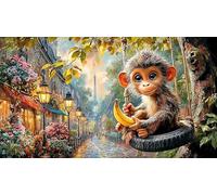 Blue-glowing-monkey-with-starry-eyes Puzzle for Adults 1000 Piece Impossible Hard Difficult Challenging Educational Game Decompression Fun Present & Activity for Home 38x26/1000pcs