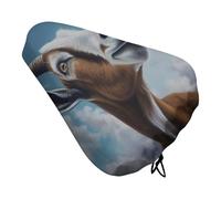 Blue Goat Print Bike Seat Cover Water-Repellent Exercise Bike Seat Cushion Bicycle Saddle Cover with Drawstring Rain Snow Dust Covers for City Mountain Road Biking