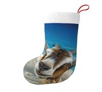 Blue Goat Print Christmas Stocking, Candy Gift Bags, Hanging Stocking Ornament, Christmas Decorations