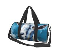 Blue Goat Print Duffle Bag for Women Men Personal Item Travel Bags Canvas Weekender Overnight Bag Lightweight Sports Tote Gym Bags Carry On Luggage Bag, Black, One Size