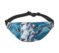Blue Goat Print Fanny Pack for Men Women Belt Bag Fashion Waist Bag Everywhere Crossbody Bag Wallet Hip Bum Bag with Adjustable Strap Waterproof Chest Bag for Travel Hiking Sports, Black, One Size