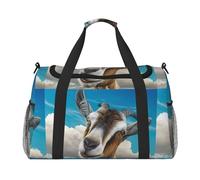 Blue Goat Print Lightweight Waterproof Large Capacity Handheld Shoulder Crossbody Travel Bag Personal Belongings Organizer Bag