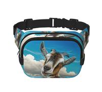 Blue Goat Print Print Men and Women Square Double Layer Waist Bag Workout Crossbody Travel Waist Bag, Black, One Size