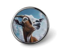 Blue Goat Print Round Badge Personalized Metal Lapel Pin Badges Fit Clothing Bags Hat Humorous Printed Brooch Badge Party Decorations Accessories for Men Women