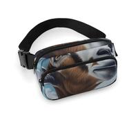 Blue Goat Print Waist Bag Fashion Fanny Bag with Adjustable Strap for Outdoor Workout Cycling Unisex, white, 20x13cm, Waist Bag