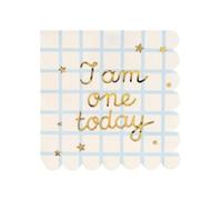 Blue & Gold 1st Birthday Napkins, Boys' Party Tableware (Pack of 12)