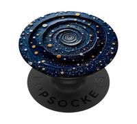 Blue, Gold and White Abstract Geometric Fibonacci Spiral PopSockets Adhesive PopGrip