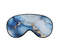 Blue Gold and White Marble Printed Sleep Mask for Unisex Adult Soft Night Blindfold with Adjustable Strap