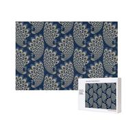 Blue Gold Art Deco Peacock,300 Pieces Wooden Jigsaw Family Game Jigsaw Puzzles for Adults Teens Home Decor