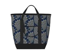 Blue Gold Art Deco Peacock,Lunch Bags Large Capacity Insulated Tote Bag for Women Men Work Picnic Travel