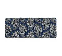 Blue Gold Art Deco Peacock,Mouse Pad Large Desk Pad Computer Keyboard Mouse Mat With Non Slip Rubber Base 30 x 80 cm