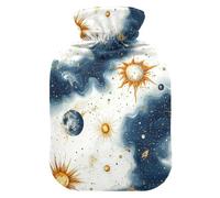 Blue-Gold Astrological Planet Water Bottle for hot Water with Soft Cover, 1L hot compresses for The Body for Pain Relief,Menstrual Cramps,bolsas para agua Caliente