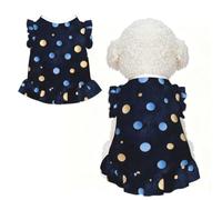 Blue Gold Dot XL Pet Apparel for Small Dogs-Cute Summer Outfit for Puppy, Soft Breathable Pet Clothes for Cat