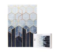Blue Gold Geometric Design,300 Pieces Wooden Jigsaw Family Game Jigsaw Puzzles for Adults Teens