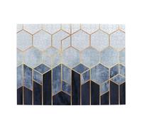 Blue Gold Geometric Design,500 Pieces Puzzles for Adults-Wooden Jigsaw Puzzle for Adults Elderly