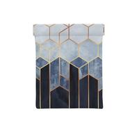 Blue Gold Geometric Design, Squeeze Top Wallet Women Storage Bag Small Coin Purse Change Pouch