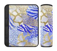 Blue Gold Irregular Marble Leopard Print 2 pcs Seatbelt Covers for Women Stop seat Belt Cutting into Neck for Van funda para cinturón de carro