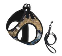 Blue Gold Marble Marble,Pet Harness,Adjustable Reflective Dog Harness,Pet Leash Vest,S