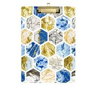 Blue Gold Marble Texture Acrylic Striped clipboard Standard Letter A4 Size Waterproof for Football Softball Coaching Gold 12x9in Tabla para escribir