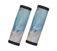 Blue Gold Marble Texture Ocean Art, 2 Pcs Luggage Handle Wrap Grips, Comfort Soft Handle Covers Luggage Tag