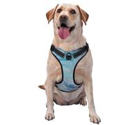 Blue Gold Marble Texture Ocean Art,Pet Harness,Adjustable Reflective Dog Harness,Pet Leash Vest,L