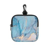 Blue Gold Marble Texture Ocean Art, Square Zipper Storage Bag, Neoprene Coin Purse, Small Wallets, Change Pouch, Change Purse