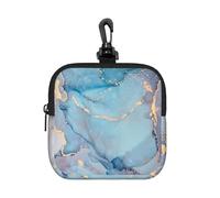Blue Gold Marble Texture Ocean Art, Square Zipper Storage Bag, Neoprene Coin Purse, Small Wallets, Change Pouch, Change Purse