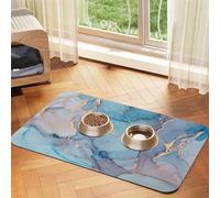 Blue Gold Marble Texture Ocean Art,Waterproof Pet Feeding Mat,PU Leather Placemats for Cat Dog Water Bowl,Food Mats,40x60cm