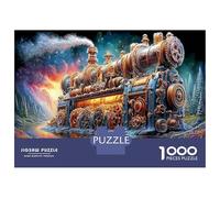 Blue-Gold Mech 1000 Pieces Jigsaw Puzzles Bundle Collectors Ultra Difficult Challenging Recycled Cardboard Best Gift for Steampunk City Puzzle Lovers 38x26cm/1000pcs