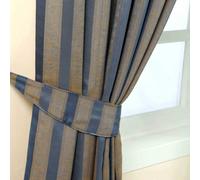 (Blue & Gold) Stripe Jacquard Curtain Tie Back Pair