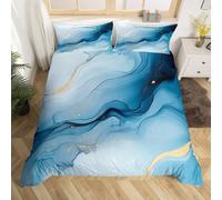 (Blue Gold, Super King(No Comforter)) Homewish Light Purple Marble Bedding Set Gold Abstract Fluid Marbling Duvet Cover For Men Women Bronzing Sequins Marble Grain Double Comforter Cover F