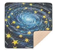 Blue-Gold Universe Large Sturdy Baby Playmat for Indoor Outdoor Lightweight Baby Crawling Mat for Baby Toddler Infant, 50'' x 50''