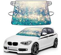 Blue Golden Bokeh Glitter Polka Dots Glitter, Car Windshield Cover, Protective Windscreen Cover - Snow Ice Sun UV Dust Water Resistant - Fit for Most Cars