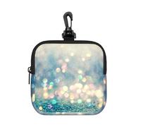 Blue Golden Bokeh Glitter Polka Dots Glitter, Square Zipper Storage Bag, Neoprene Coin Purse, Small Wallets, Change Pouch, Change Purse