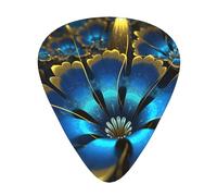 Blue Golden Flower 12 Pack Guitar Plectrums With Storage Case, 0.46/0.71/0.96mm, Including Thin, Medium Thick Guitar Plectrums For Electric Guitars Bass Ukulele