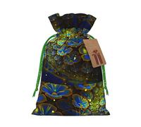 Blue Golden Flower Christmas Bag Gifts Happy Halloween Snacks Hamper Drawstring Wedding Favor Packaging Party
