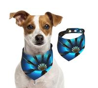 Blue Golden Flower Dog Bandanas,Summer Bandanas for Dogs Washable Adjustable Dog Triangle Scarf Bibs Cute Pet Bibs for Medium Large Dogs Puppy and Cats Small