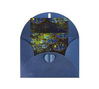 Blue Golden Flower Printing Blank Pearl Paper Greeting Card,Vertical Notecards Designs, Envelopes For Thank You, Invitations