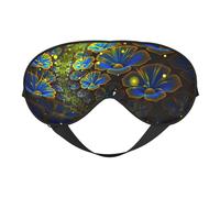 Blue Golden Flower Sleep Mask Night's Sleep Soft Eye Mask Adjustable Strap Works Nap Position Sleeping Aid