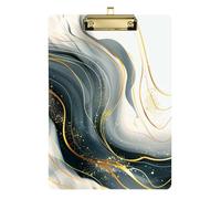 Blue Golden Lines Marble Office Mate Slim clipboard Plastic for Classroom Supplies for Teachers high School Size 9 x 12 Gold
