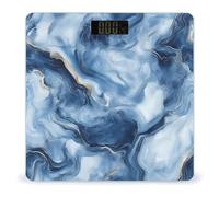 Blue Golden Marble Textures Digital Bathroom Weighing Scales for Body Weight LCD Display