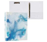 Blue Golden Teal Turquoise Marble 3 D-Ring Binder A4 1 Pack with 200 Sheet for Kids School Supplies Women Men Office